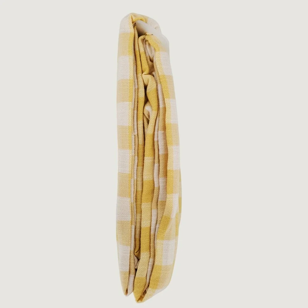 Mingle & Co Yellow Gingham Oblong Tablecloth 60x120 Farmhouse Cottagecore Spring